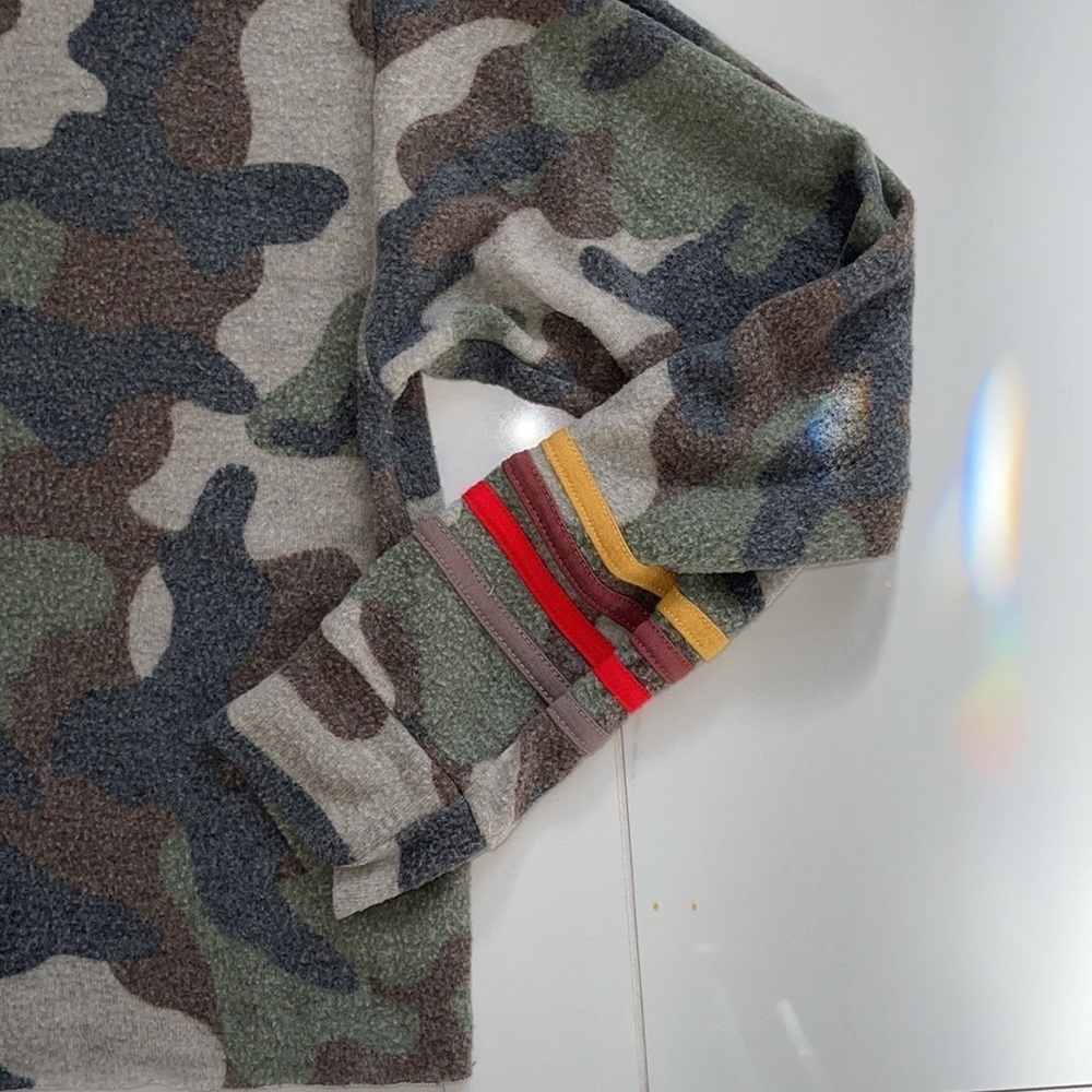 Jac Parker Green Camo Zip Up Crop Fleece Jacket Size S - Picture 3 of 4